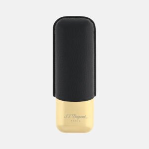 2 CIGAR CASE LEATHER CASE BLACK & GOLD